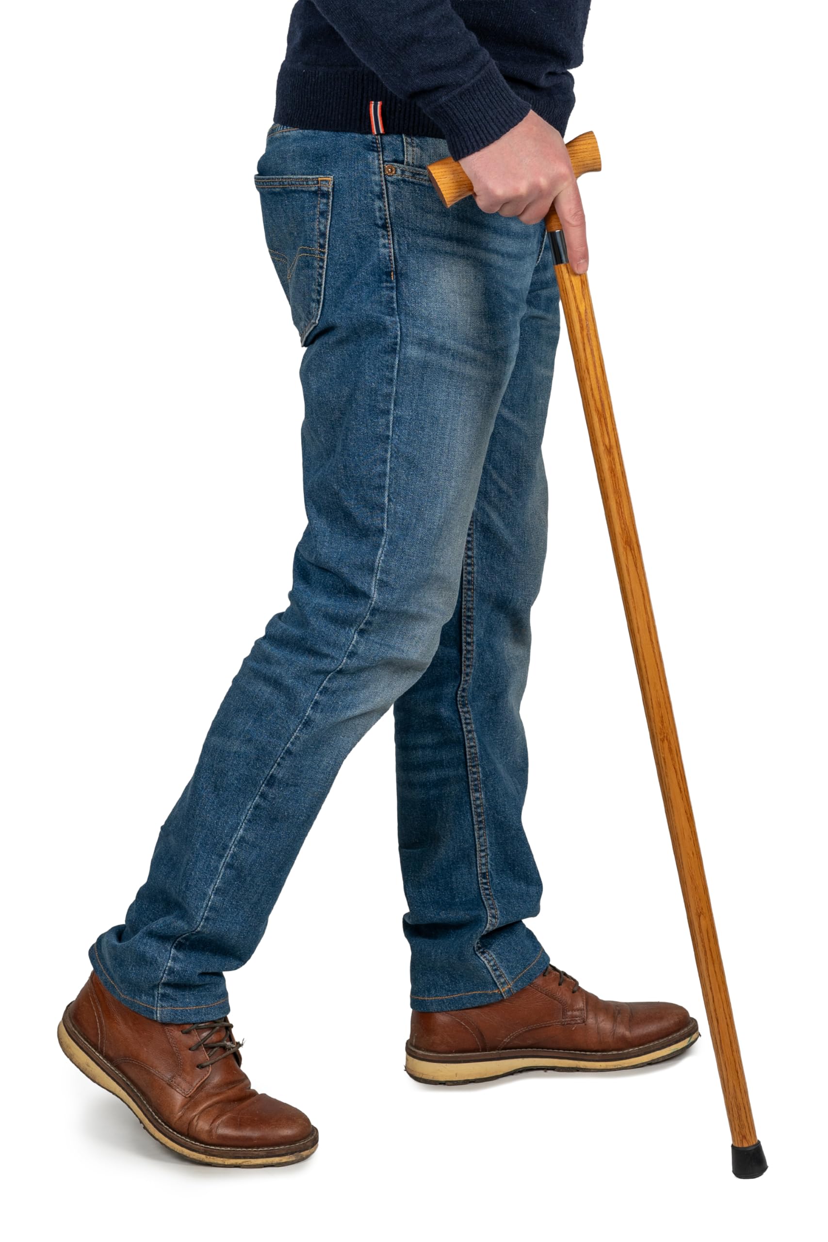 Dr. Watson Classic Fritz Walking Stick – Handcrafted Ash Wood Cane with Polished Stainless Steel Collar