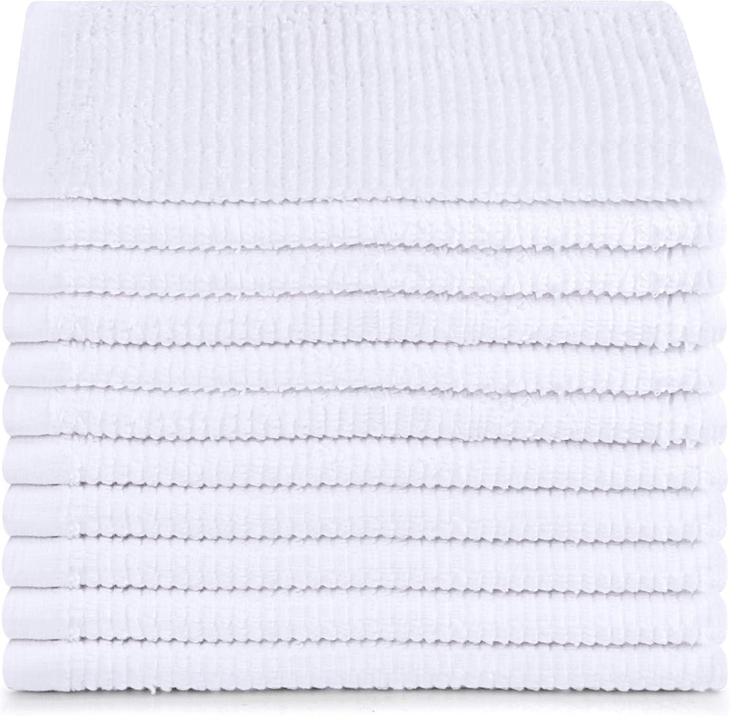 Utopia Towels Kitchen Bar Mops 16 x 19 Inches, 100% Cotton Super Absorbent Ribbed Bar Towels, Multi-Purpose Cleaning Towels for Home and Kitchen Bars 12 Pack White