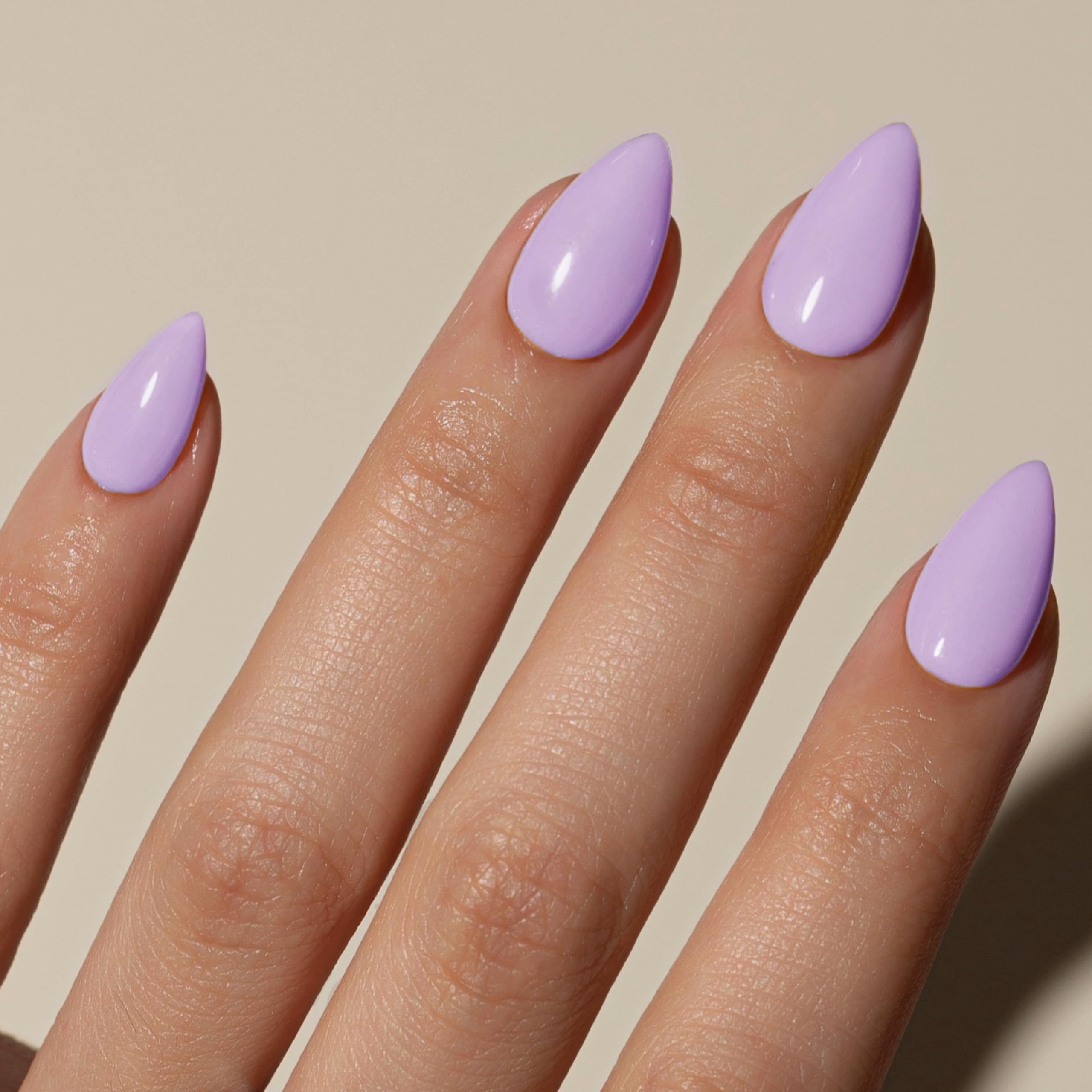 KQueenest Light Purple Press on Nails Short Almond, Short False Nails Press ons