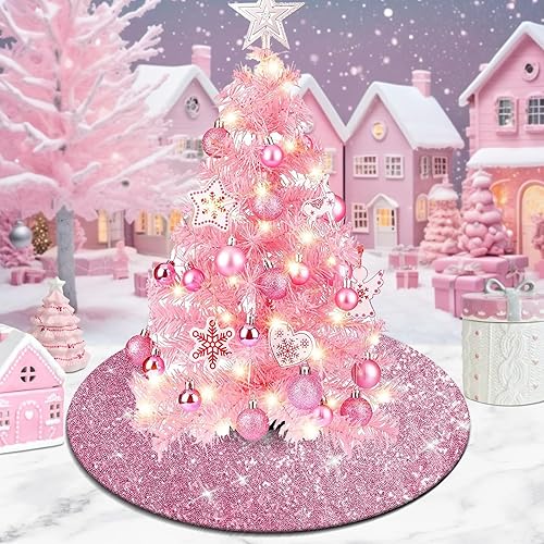 Miniatura 6 de yuboo Mini falda negra para árbol de Halloween, 24 pulgadas, con lentejuelas, adornos de árbol de Navidad con purpurina para árbol de Navidad