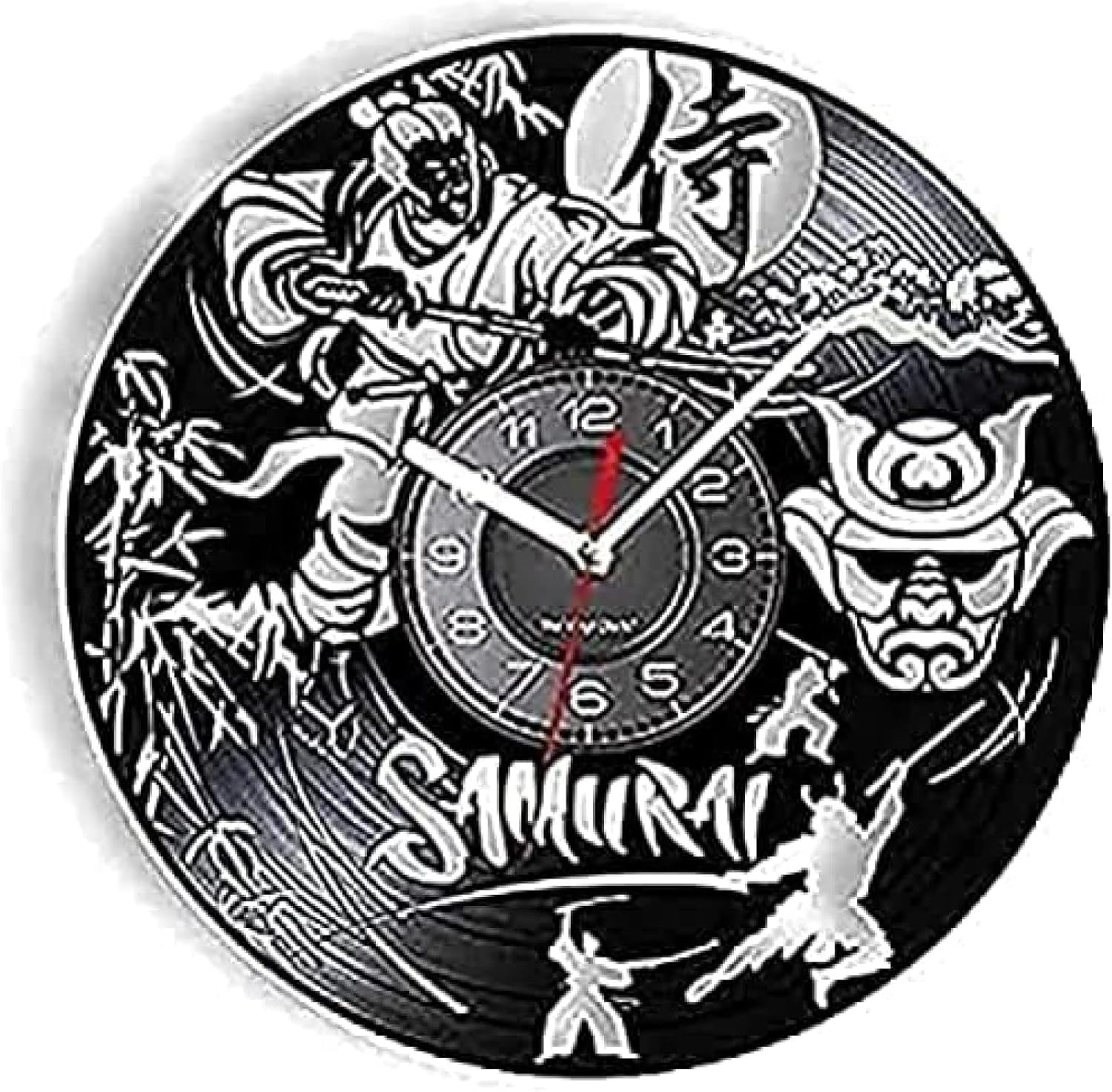 ARSHUN Kitchen Clocks Wall Large Japanese Samurai Culture