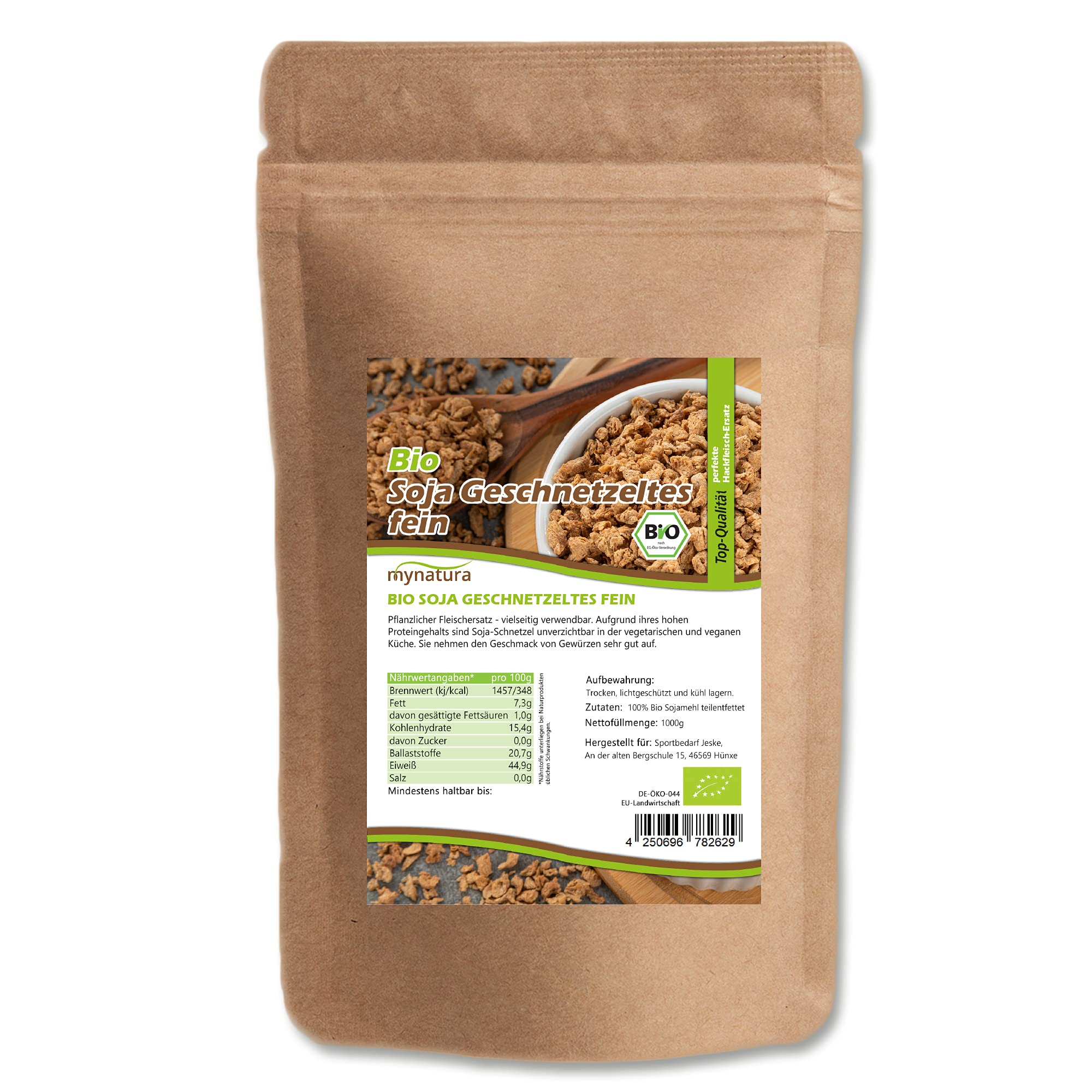 Mynatura Bio Soja Geschnetzeltes fein I Sojaschnitzel I Pflanzlich Kochen I Eiweißreich I Eiweiß I Hackfleischersatz I Vegan I Soja I Im Beutel (3x 1000g)