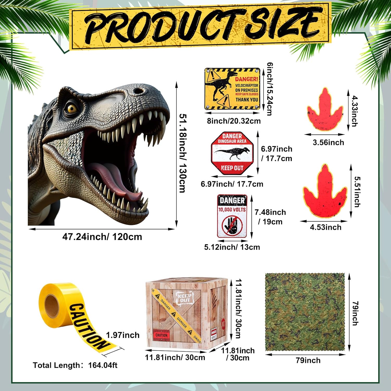 Panelee 16 Pcs Dinosaur Party Decorations Kit with Favor Boxes Caution Tape Camo Netting Safari Jungle Dinosaur Park Themed Party Supplies for Birthday Decorations