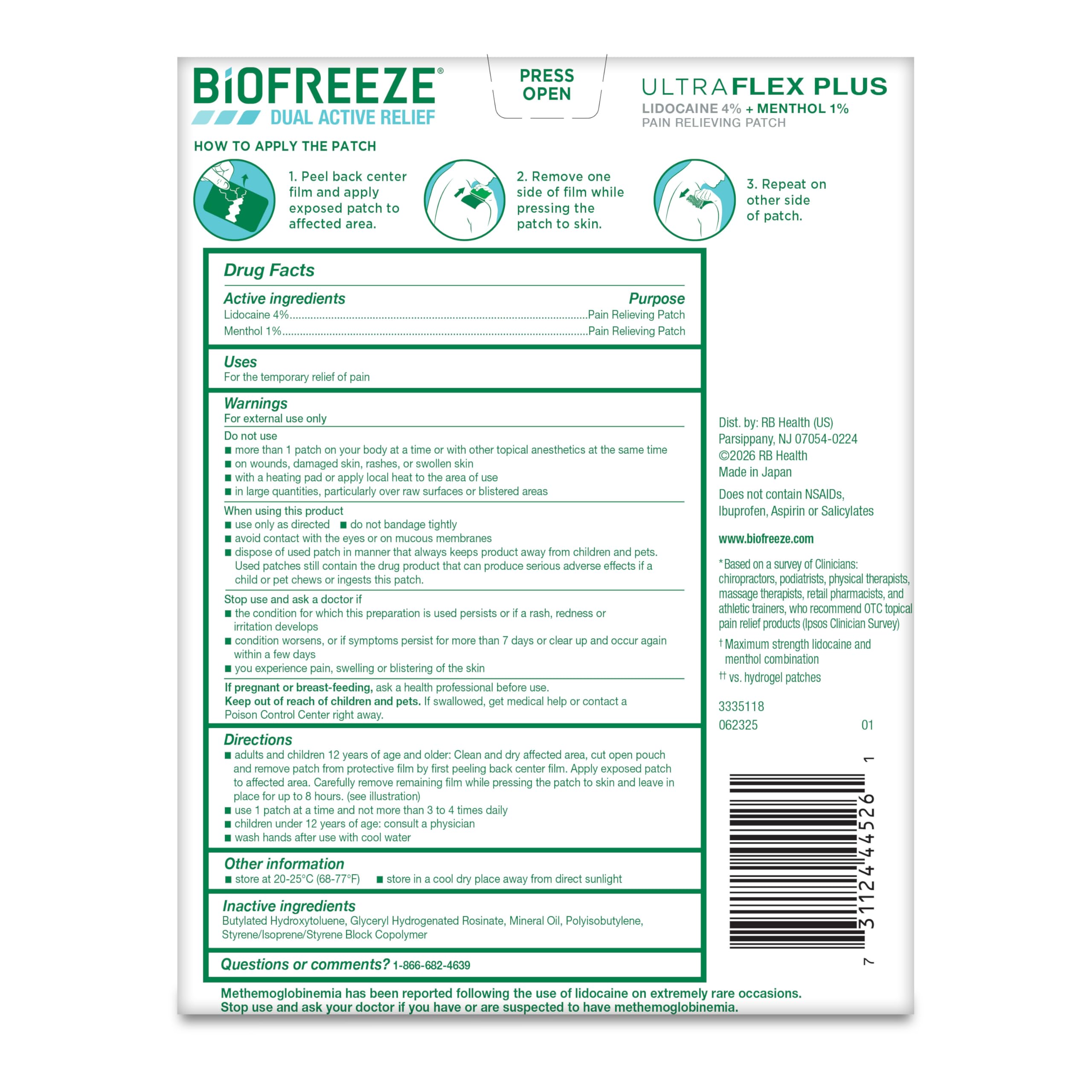 Biofreeze Ultraflex Plus Maximum Strength 4% Lidocaine Patches with Menthol, Flexible Pain Relief Patch for Lower Back, Lidocaine Patch for Neck, Knee, Shoulder, 4 Large Pain Patches — Amazon image 10