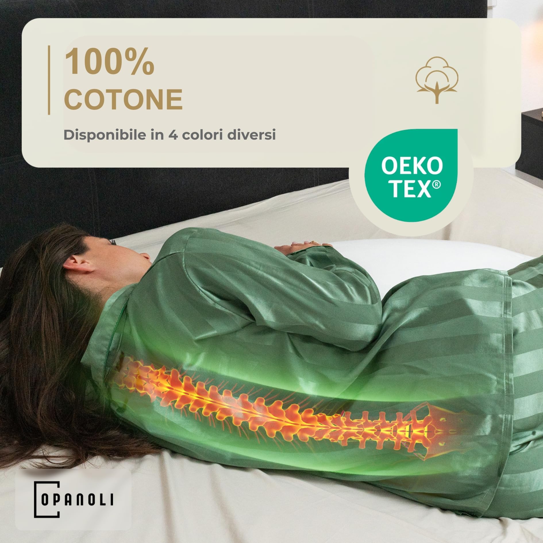 Cuscino ergonomico per chi dorme sul fianco con rivestimento in 100% cotone bianco – Cuscino per gravidanza dalla forma unica – Oeko-Tex – lavabile – Cuscino morbido – Cuscino per