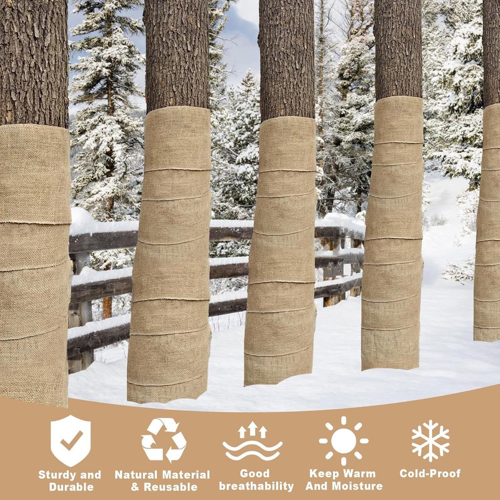 Bande De Protection En Toile De Jute Pour Arbres - 5 Cm X 20 M - Anti-gel Et Maintien D'humidité