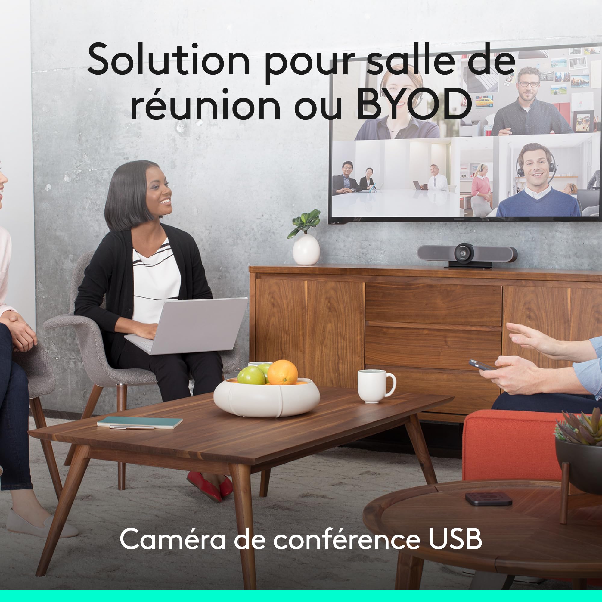 Logitech MeetUp, Système de ConférenceCam, Webcam Visioconférence, Ultra HD 4K/1080p/720p, 3 Microphones/Haut-Parleur Personnalisables, Champ de Vision Etendu 120°, PC/Mac/Portable/Macbook/Tablette