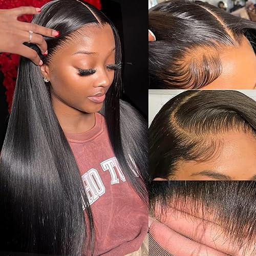 Straight Lace Front Wigs Human Hair Glueless Wig Human Hair Pre Plucked Per Cut 13x4 HD Lace Front Wig Wear and Go Glueless Lace Frontal Wigs for Women 26 Inch Natural Color