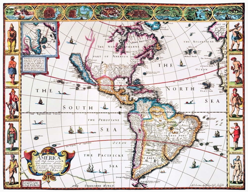 Amazon.com: New World Map 1616 Nenglish Map Of The Western