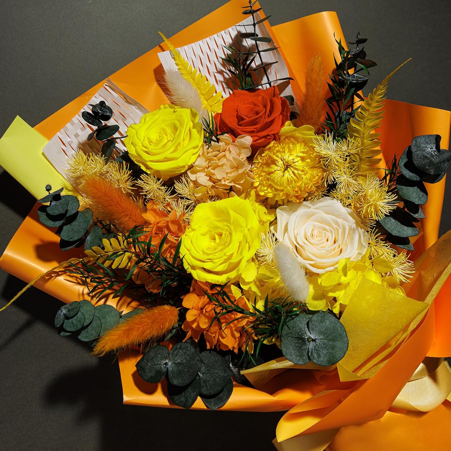 Fall Flowers Gifts for Mom, Flower for Delivery, Preserved Roses Bouquets, Birthday Gifts for Women, Mothers Day Flowers for Wife (Orange) - Image 3