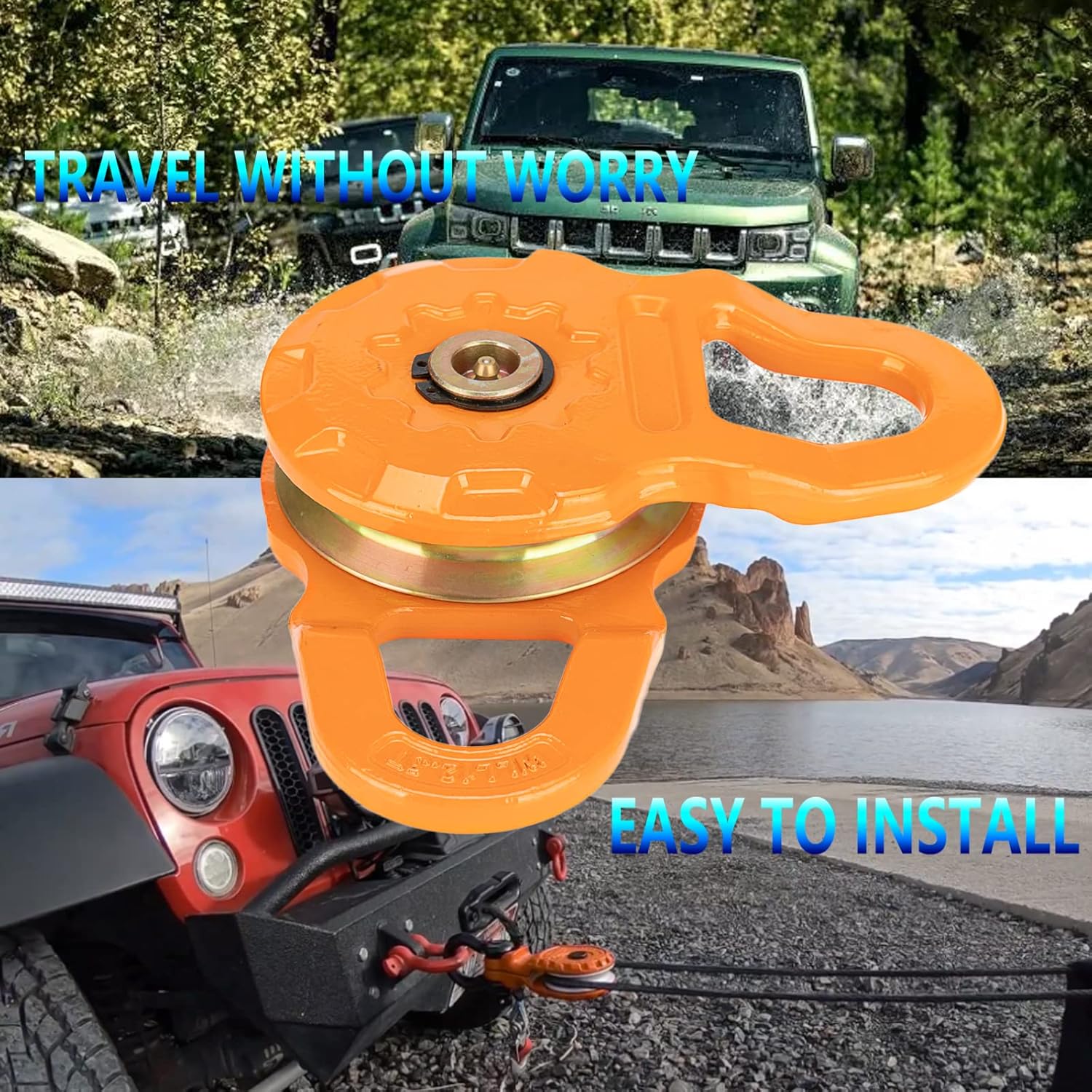 GEATaaT 25000 lbs Winch Snatch Block Towing Pulley Blocks,50,000 lbs (25T) Minimum Breaking Strength, Heavy Duty Off-Road Recovery Accessory for Tractor, Truck, ATV & UTV : Automotive