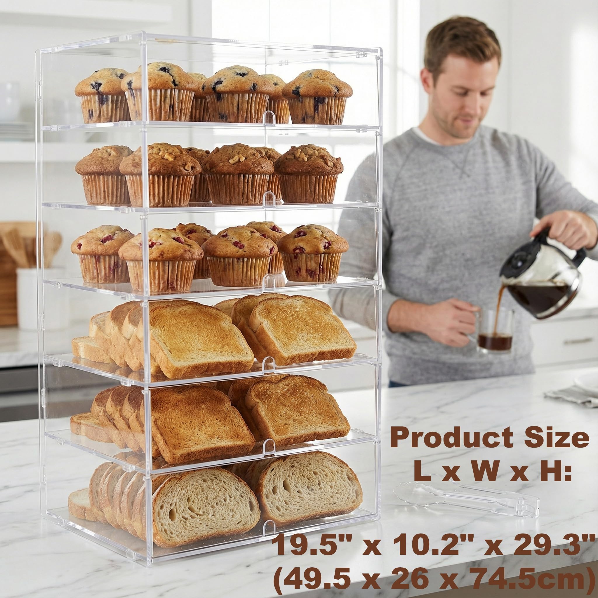 vetrina per pasticceria espositiva da banco a 6 ripiani | Contenitore ideale per la custodia di cosmetici, bagno e figurine da giocattolo