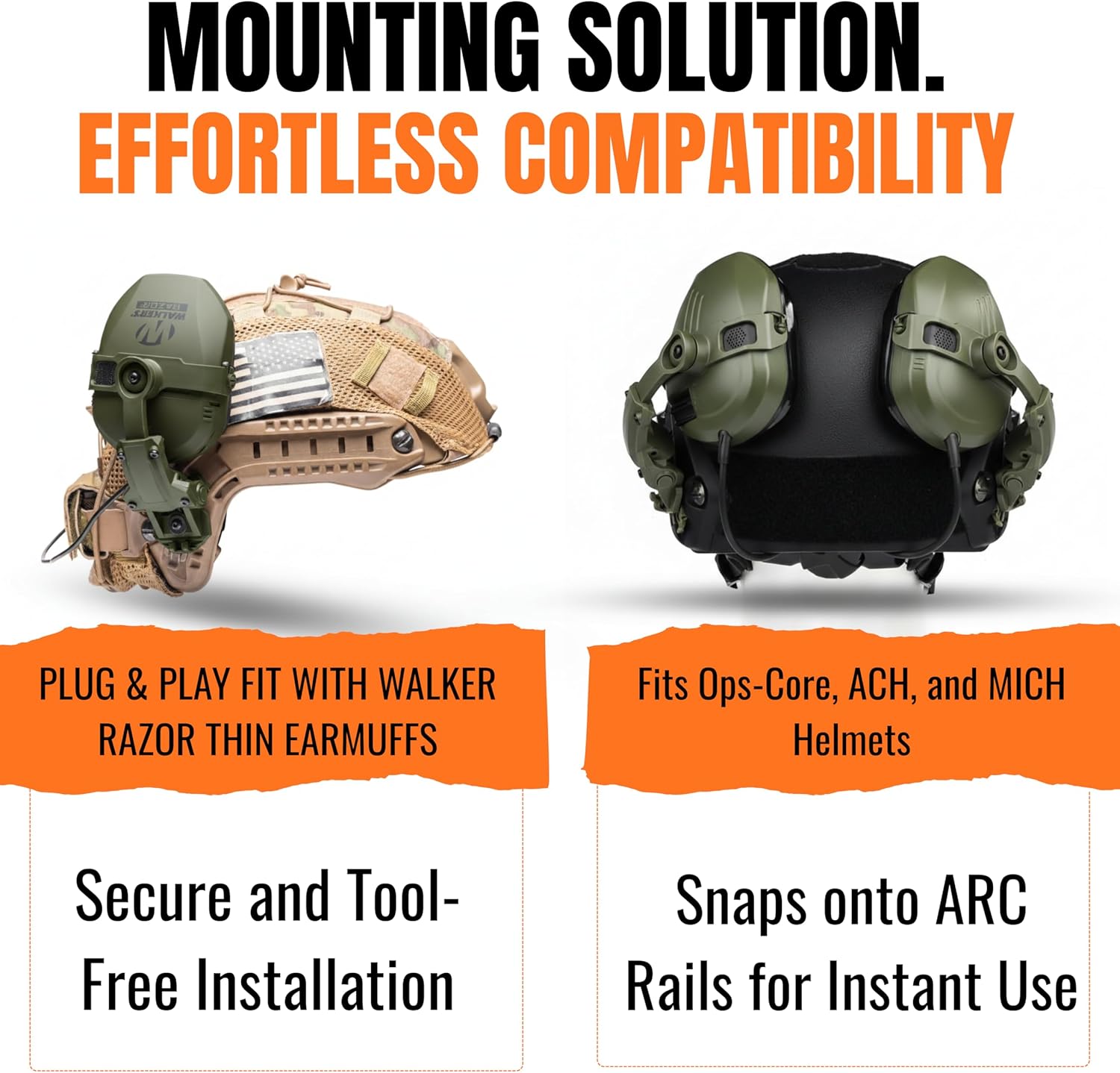 Tigrett ARC Rail Adapter - Compatible with Ops-Core, Fast, ACH, MICH, AMP Arms, Howard Leight Earmuffs