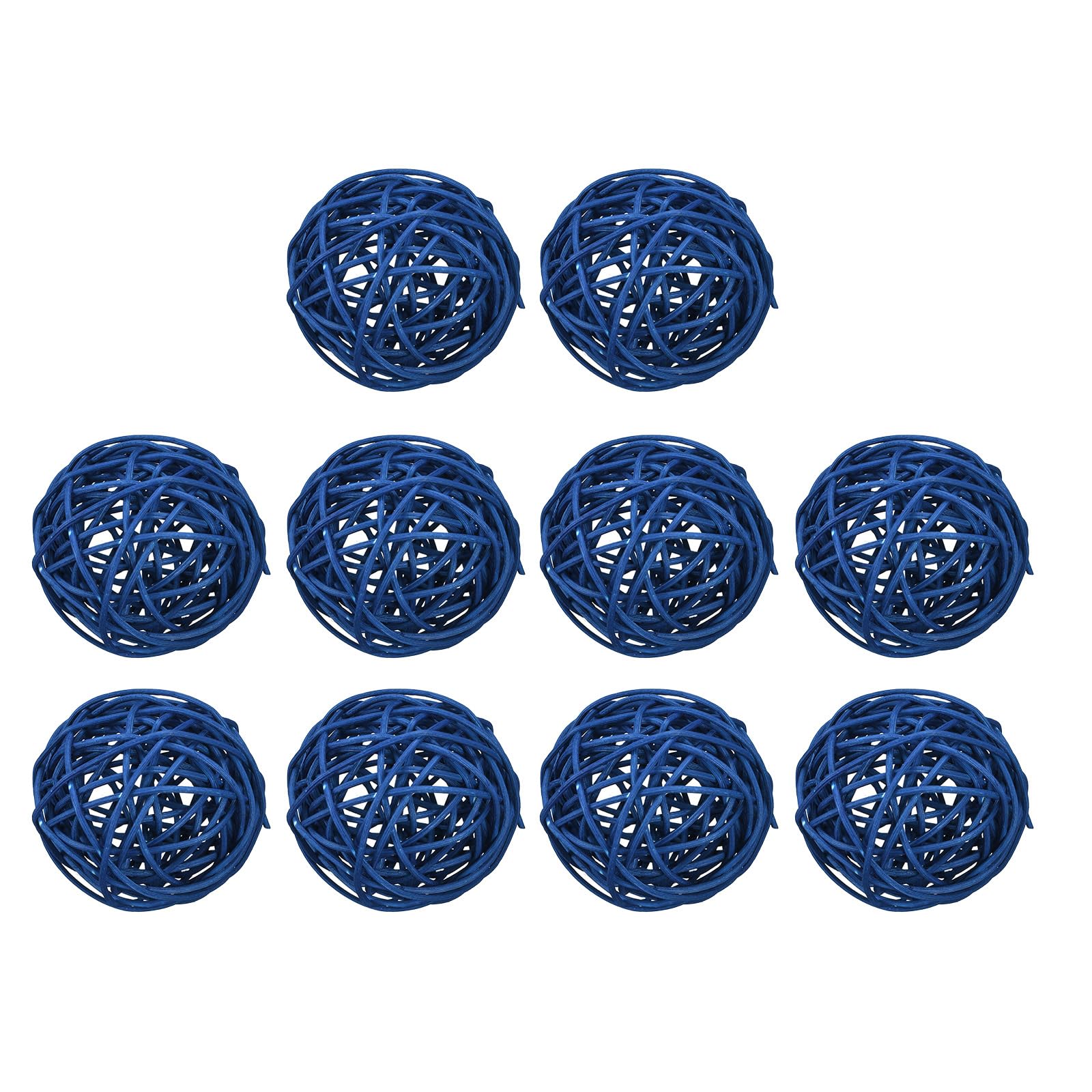MECCANIXITY 10 Pcs Wicker Rattan Balls 3.2 Inch Rattan Decorative Balls Vase Fillers for Wedding Party Centerpiece Bowls Home Decoration Lake Blue