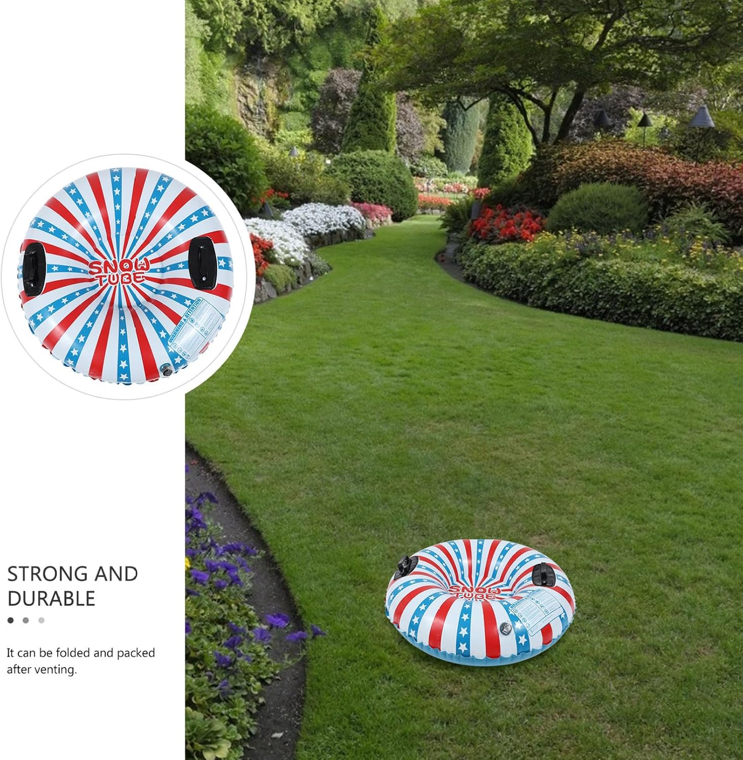 Inflatable Snow Tube 96cm Thickened PVC Snow Sled and Adults Outdoor Winter Sliding Cushion Plaything