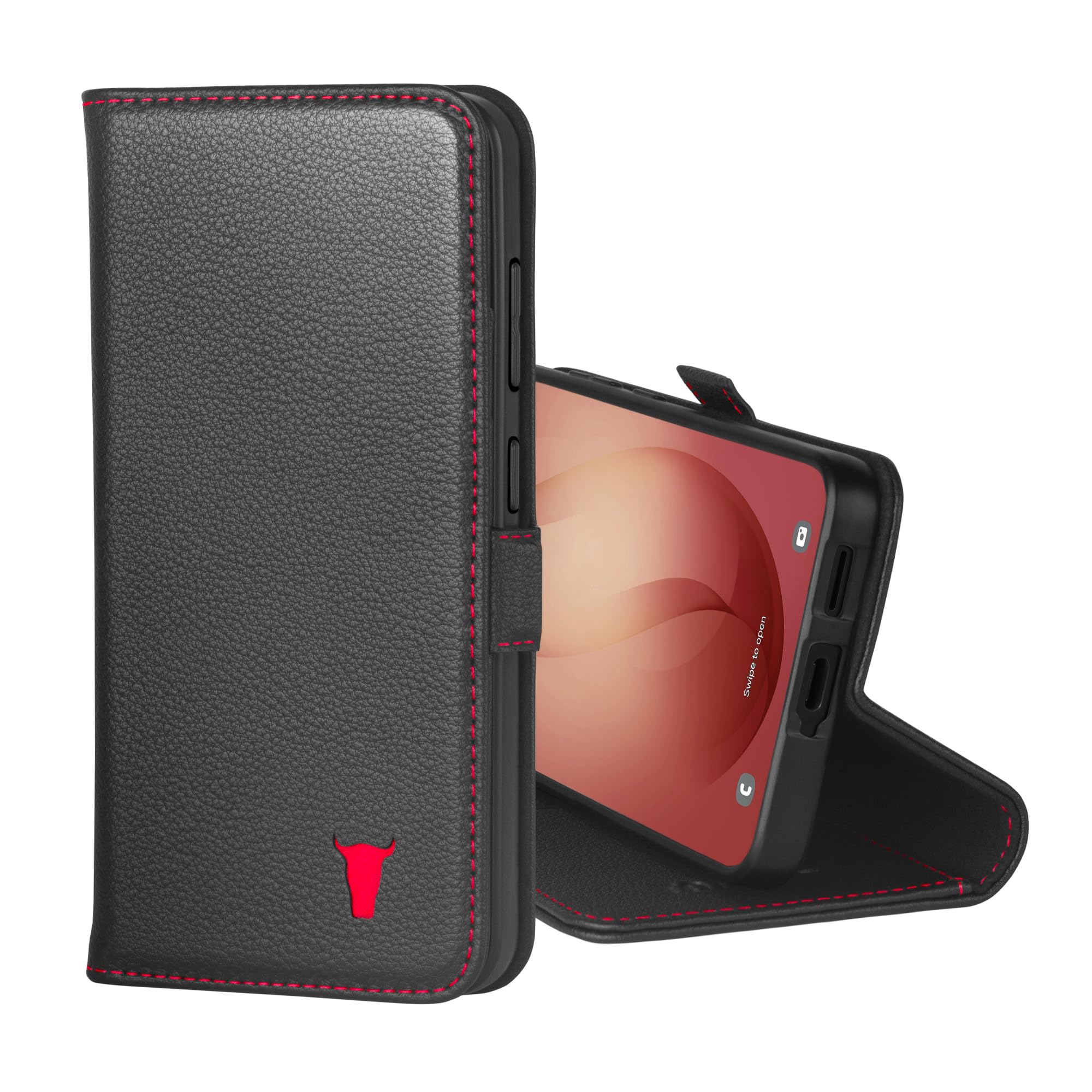 TORRO Hülle kompatibel mit Samsung Galaxy S26 5G 2026 - Premium Leder Hülle mit Standfunktion und Kartenfächern (Schwarz)