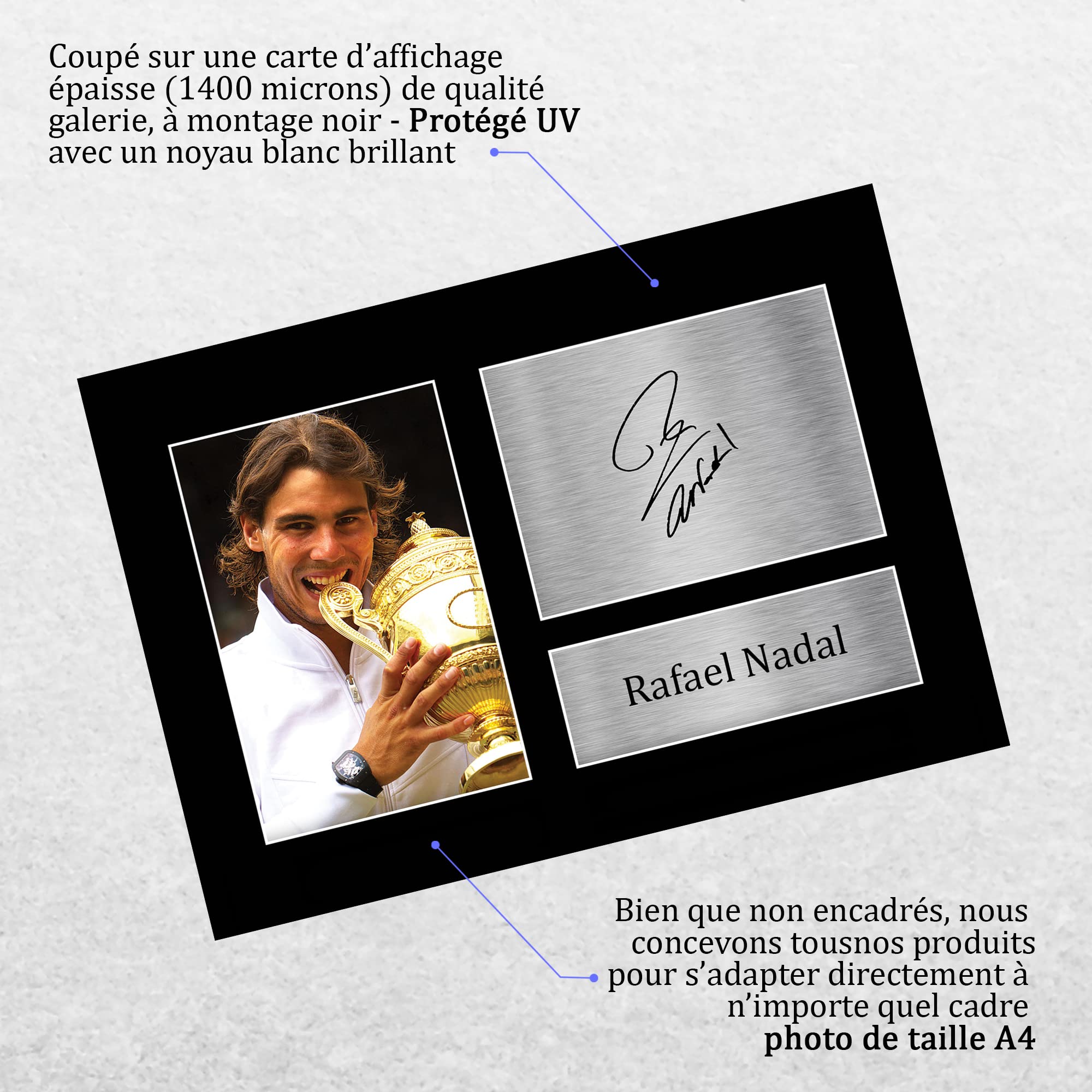 Rafael Nadal Photo autographe signée A4 Cadeaux pour fans de tennis