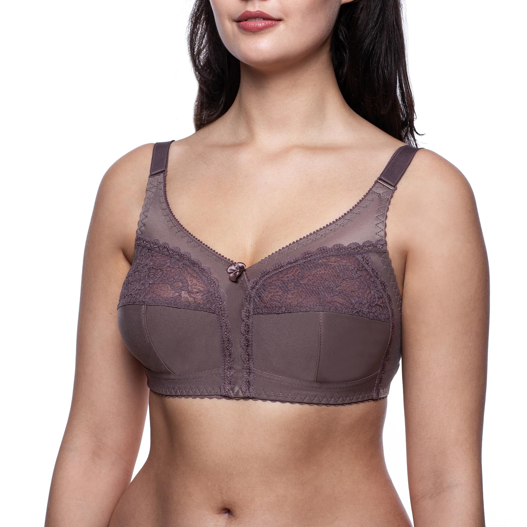 Frugue Women's Grey Non Wired Bra Wireless Minimizer Full Coverage Support 48 Dd