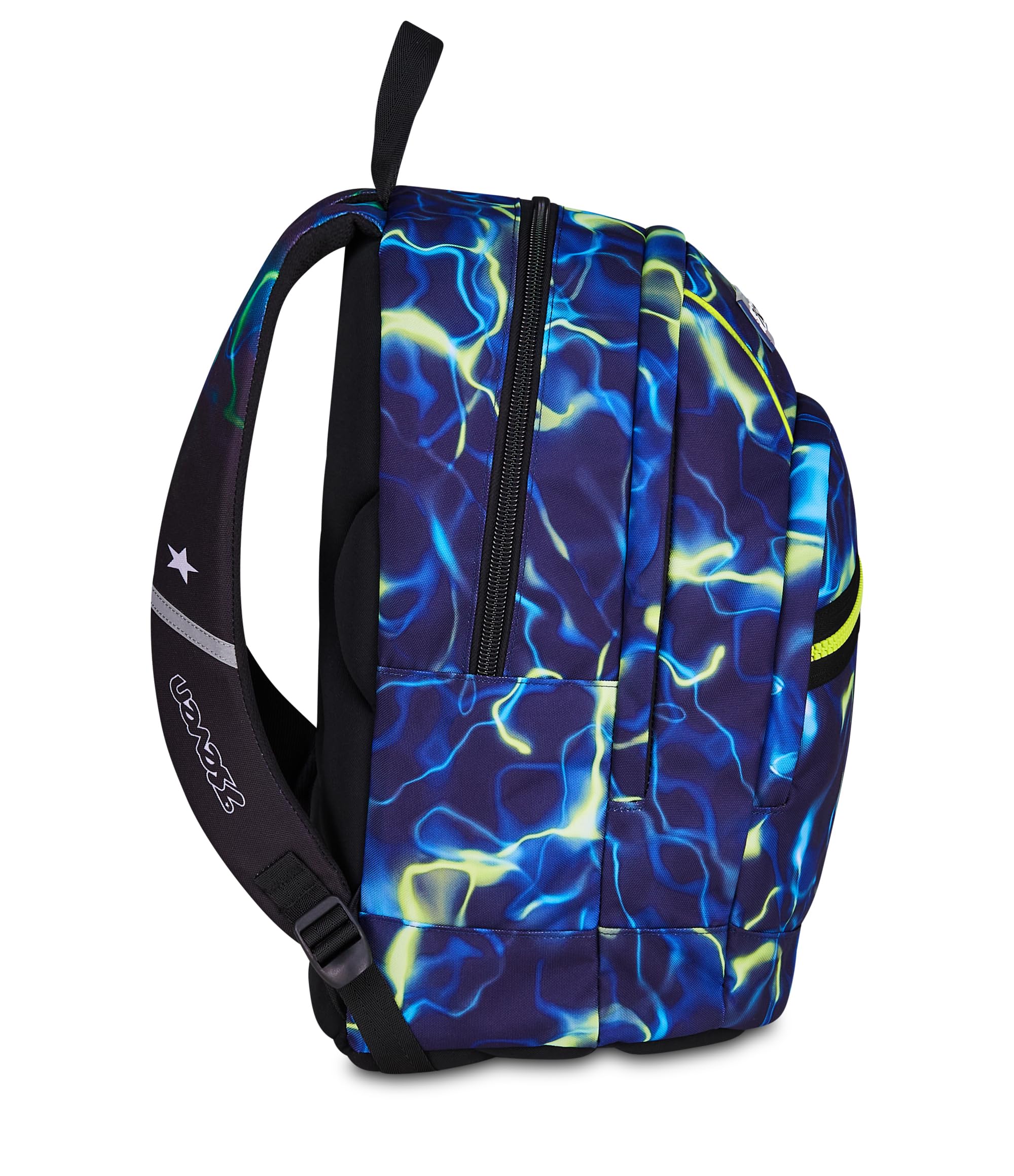 Seven Zaino Scuola Dual ELECTRICVIBE BOY, Doppio Scomparto, Blu, 32 L, Multifunzione, Tasca attrezzata, Tasca laterale porta borraccia, Scomparto porta pc, Scuola media e superiore, Bambini, Ragazzi
