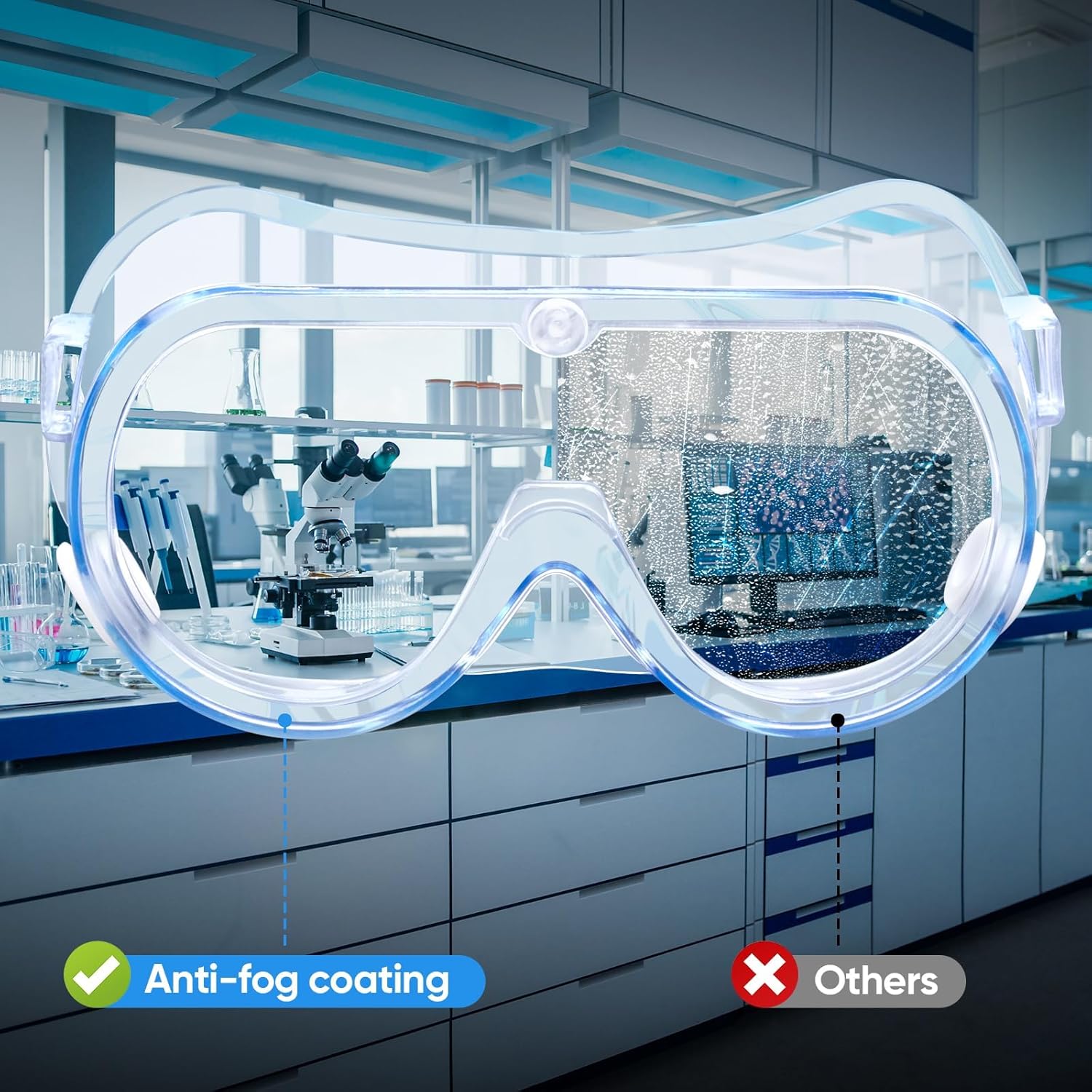 TICONN Anti-Fog Safety Goggles, HD Clear Eye Protection, ANSI Z87.1 Lab Goggles for Chemistry, Industrial - Image 7