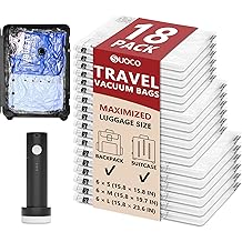 Travel Vacuum Bags for Clothing with Rechargeable Electric Pump, 18 Pack Compression Packing Cubes Organizer Storage for Luggage Suitcase, Space Saver Seal Bags for Vacation Cruise