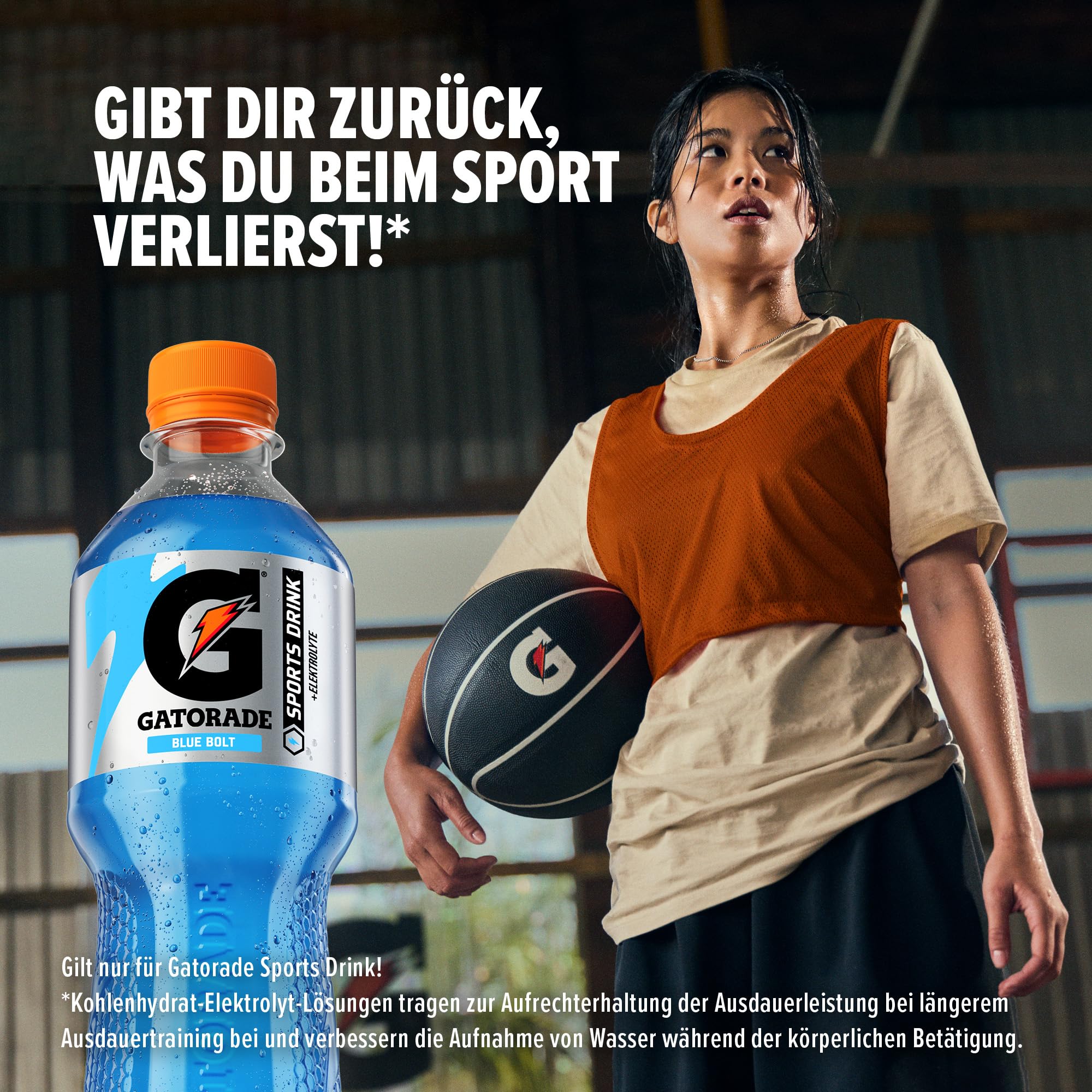 Gatorade Blue Bolt, isotonisches Sportgetränk mit Himbeergeschmack & Elektrolyten, in sportlicher PET-Einwegpfandflasche (12 x 0,5 L)