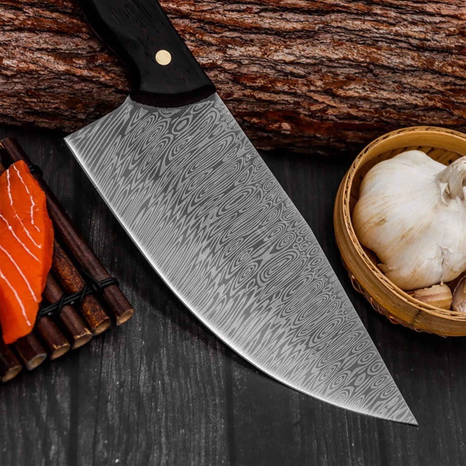 1 stücke fleisch cleaver damaskus edelstahl muster scharfe schneidmesser mutcher traditionell chef messer küche schneidwerkzeug messerset