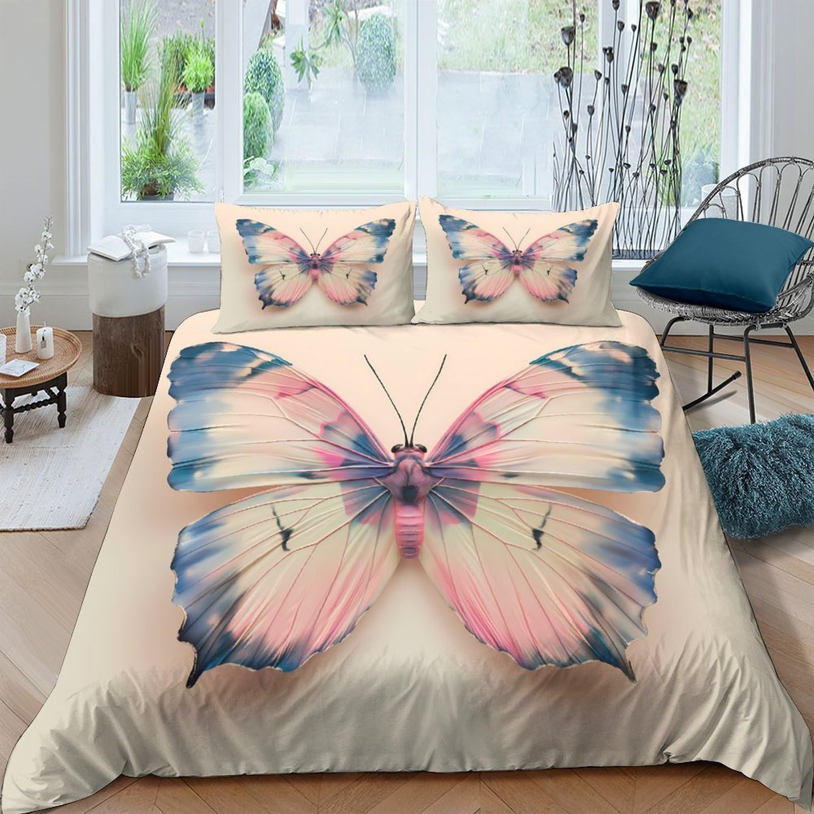 Ctjqhvkz Style-1 3D Printed Pastel Butterfly Fitted Sheet Microfiber Soft Anti-Slip Mattress Cover For Bedroom Guest Decor Easy Care Single（135X200cm）