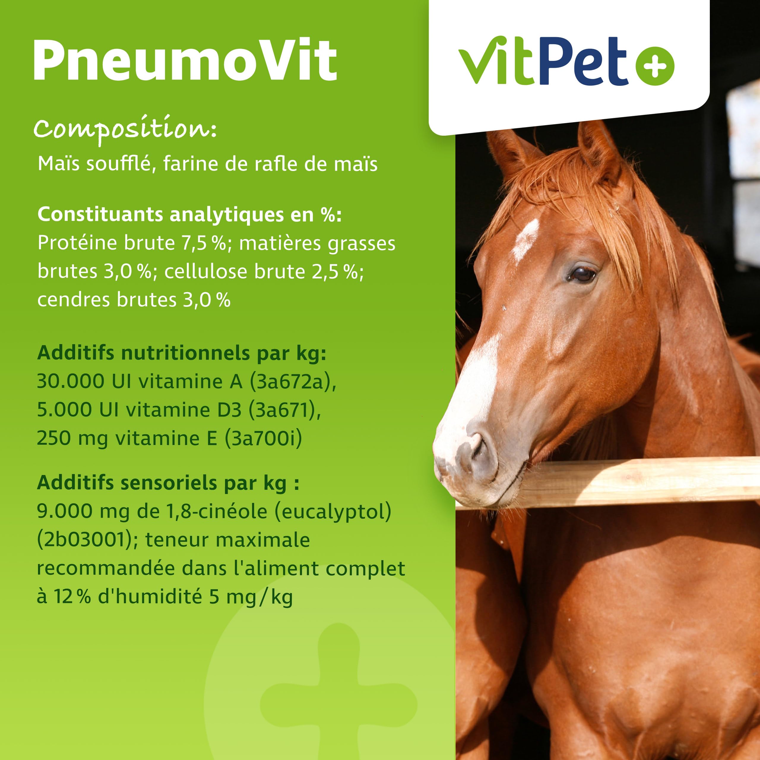 PneumoVit – Caballo para la tos – 1,2 kg – Con eucaliptol natural – Apoyo respiratorio e inmunológico – Facilita la expectoración – Expectorante y calmante
