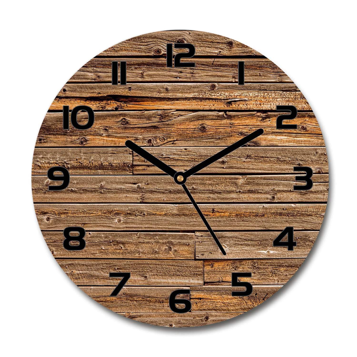 Horloge en verre 60x60cm silencieuse aiguilles noires salon design moderne