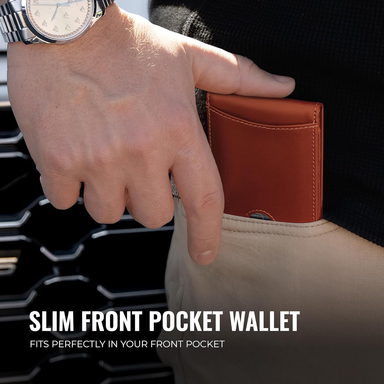 Kingly Cash Pocket Slim Wallet for Men - RFID Blocking Leather Card Holder - Minimalist Men’s Wallet for Front Pockets - Holds 1-15 Cards & Cash - Durable Italian Leather Wallets - Image 3