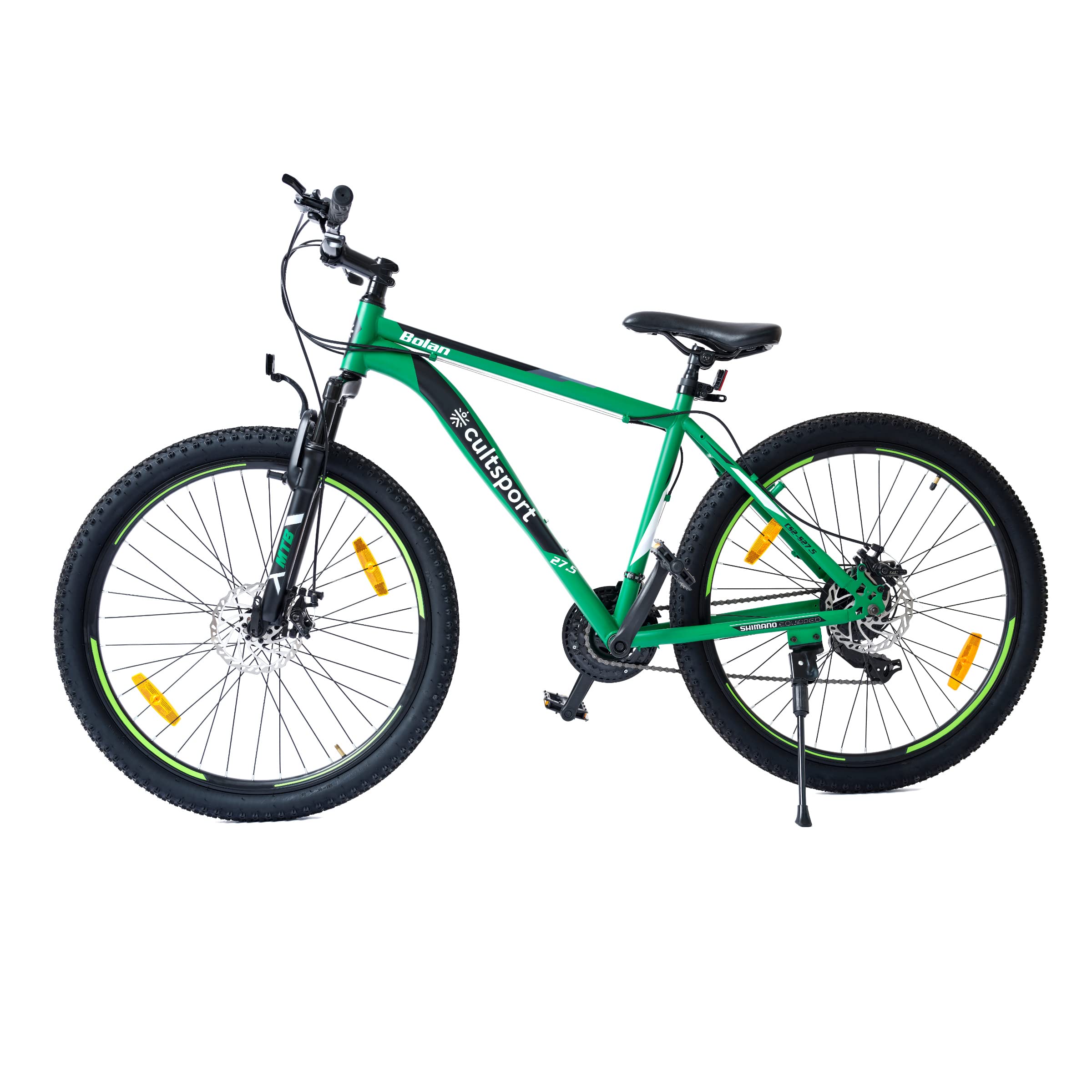 CULTSPORT by Cult Bolan Steel Cycle/Bicycle 27.5T MTB (21 Speed) Gear Bicycle for Men/Boys with Front Suspension & Dual Disc Brake Mountain Bike | Ideal for 15+ Years, Green