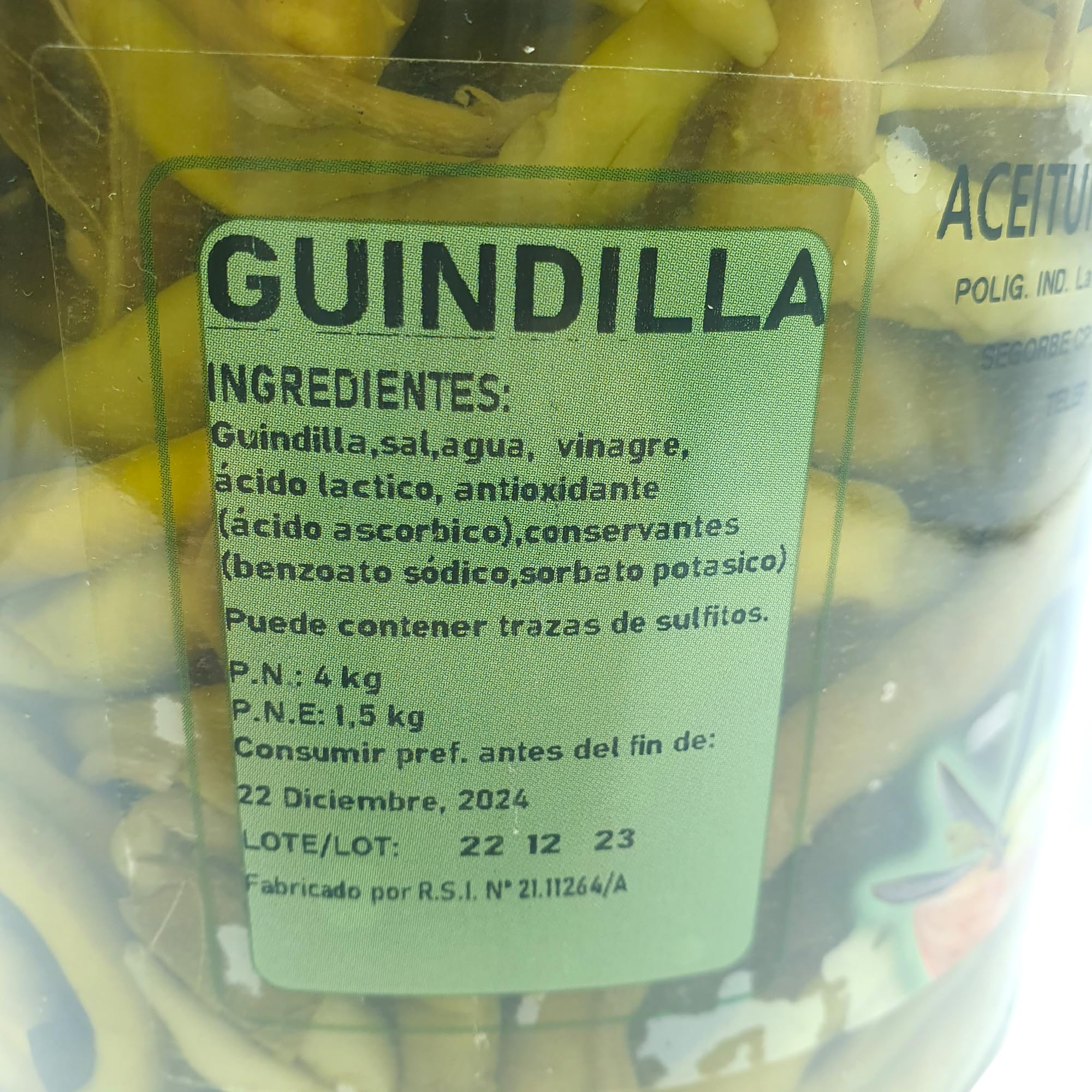 Piments épicés au vinaigre - Bidon Pet de 4 kg de piments acidulés épicés - pipres épicées LloPaco