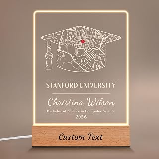 Personalized Graduation Gifts - Campus Map Night Light Desk Decor Sign, High School College Graduation Gifts, Custom Picture Frame with Name Night Light