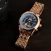 TIME100 automatic watch men's self-winding mechanical movement30-50 meters waterproof real leather strap/stainless steel strap breathable and comfortable skeleton watches for menGift for Men