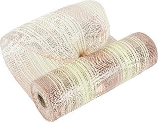 MEEDEE Christmas Mesh Ribbon for Wreath Gold Silver and Rose Gold Ombré Deco Mesh 10 Inch Christmas Metallic Mesh Crafts Supplies for Xmas Tree Garland Staircase Mailbox Centerpiece Swag (30 Feet)