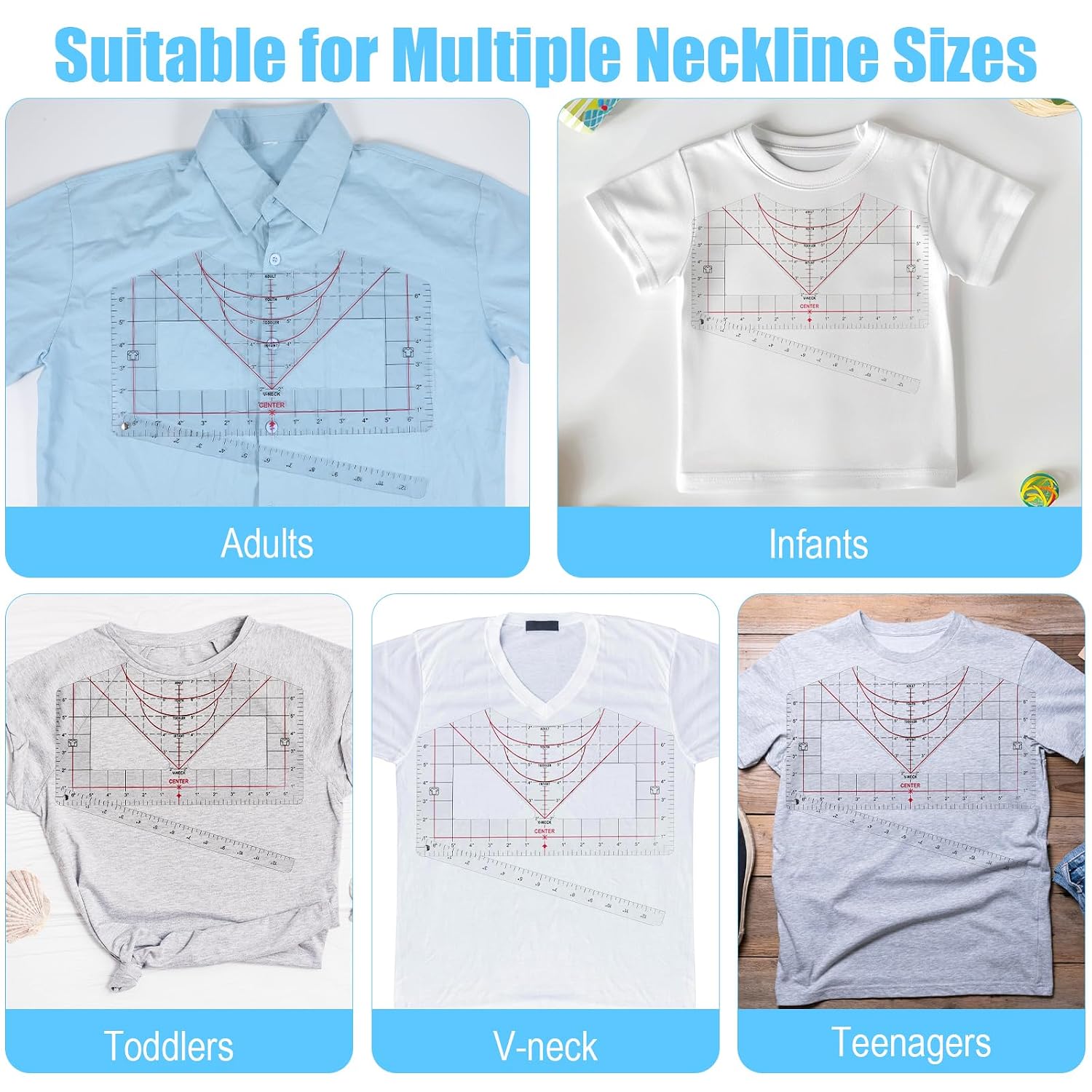 Shirt Measurement Tool for Heat Press Tshirt Ruler Guide for Vinyl Alignment T-Shirt Rulers to Center Designs Tshirt T Shirt Alignment Tool Placement All-in-One Measurement