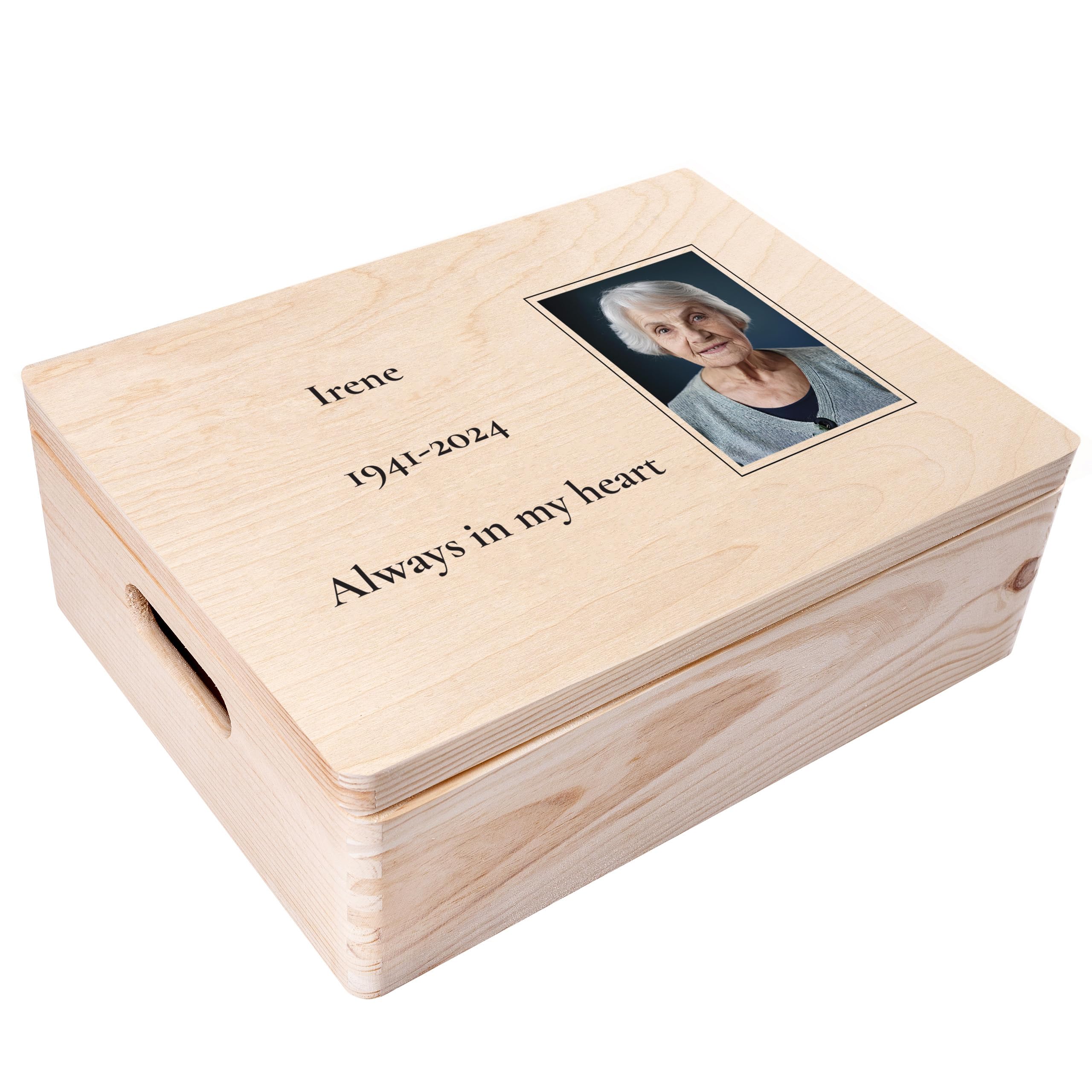 Creative Deco Personalised Memorial Mourning Memory Box Gift | Photo Frame | In Loving Memory of Dad, Mum, Grandad, Grandma, Baby, Child | Photo, Date & Text (Verse) Box