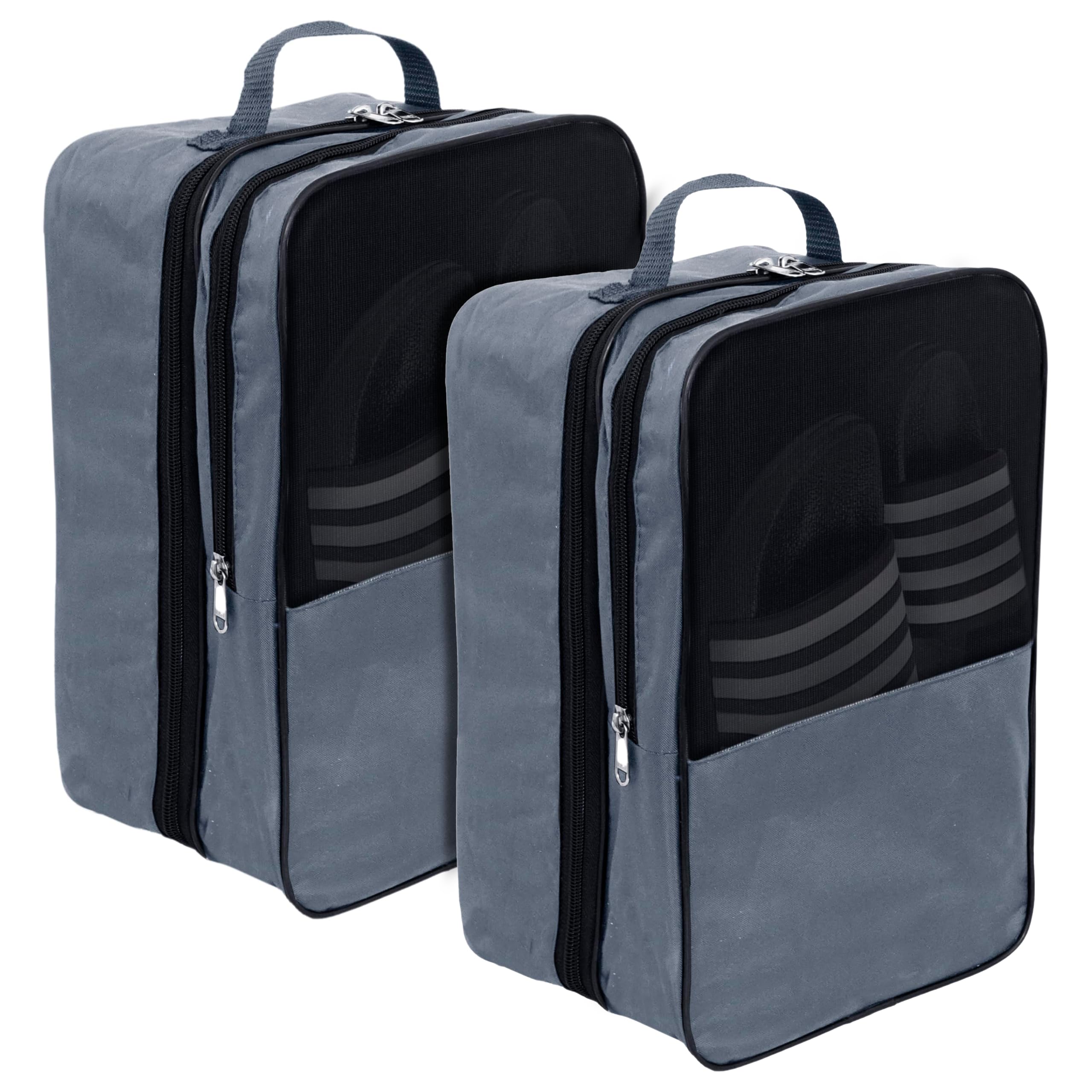 SNDIA 2Pk 14 Inch Travel Shoe Bag Multipurpose Portable Travelling Shoe Storage Bag Footwear Organiser Bag (Grey)