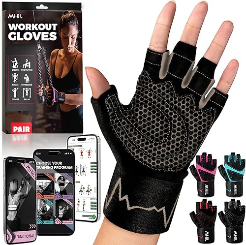 MhIL Guantes de entrenamiento para mujer – Guantes de gimnasio transpirables para mujer con protección de palma y agarre mejorado – Guantes