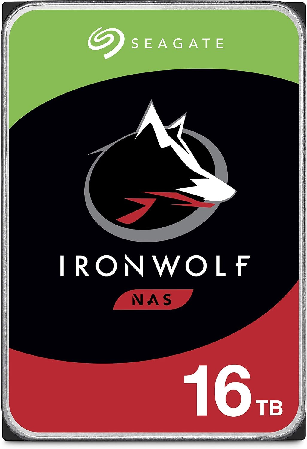 Seagate IronWolf 16TB NAS Internal Hard Drive HDD – 3.5 Inch SATA 6GB/S 7200 RPM 256MB Cache for Raid Network Attached Storage (ST16000VN001) (Renewed)