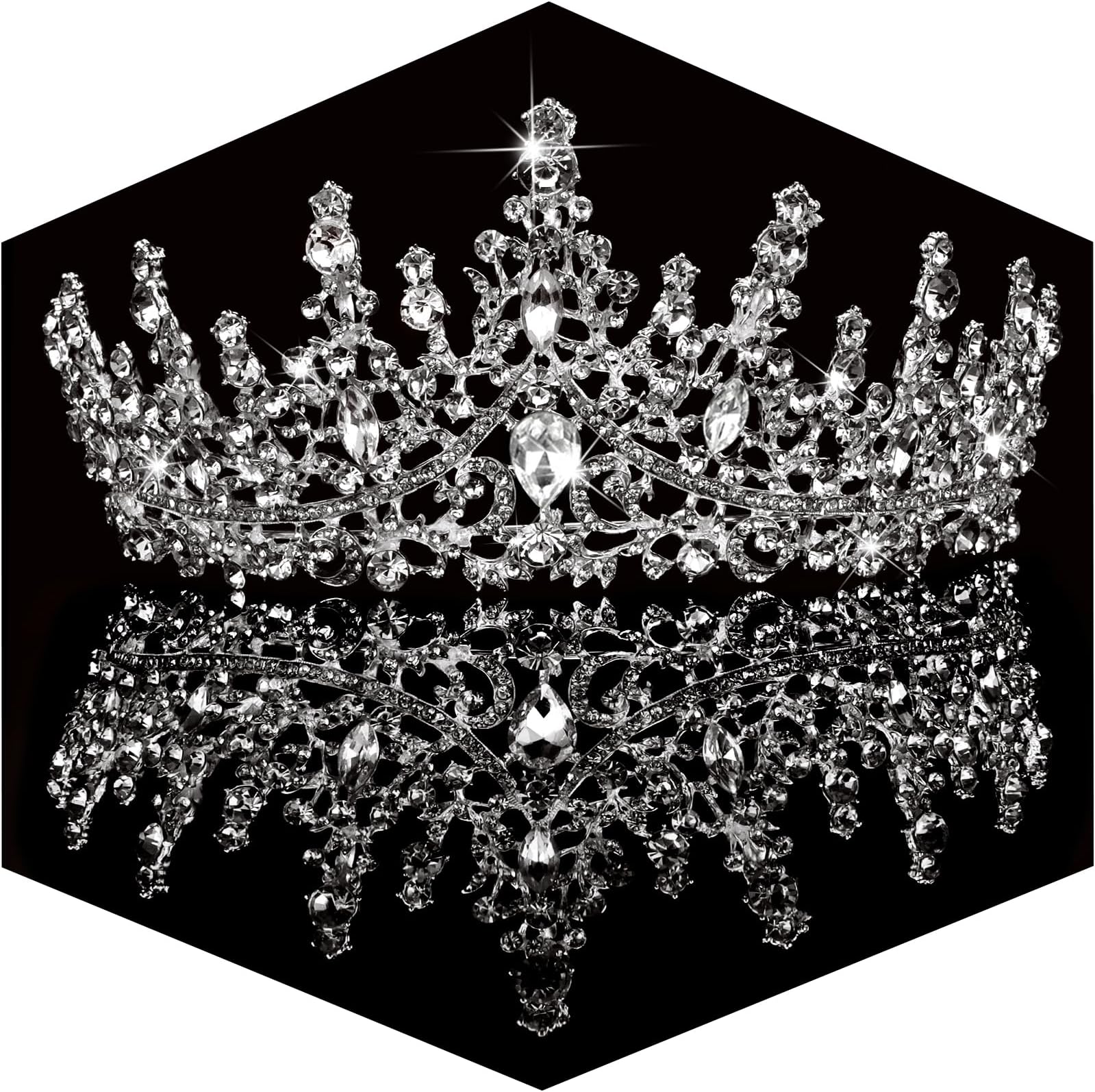 TOBATOBA Silver Wedding Crystal Tiaras and Crowns for Women, Bride Royal Queen Headband Princess Quinceanera Headpieces for Birthday Prom Pageant Party