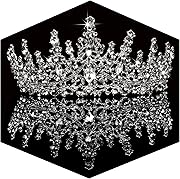TOBATOBA Silver Wedding Crystal Tiaras and Crowns for Women, Bride Royal Queen Headband Princess Quinceanera Headpieces for Birthday Prom Pageant Party