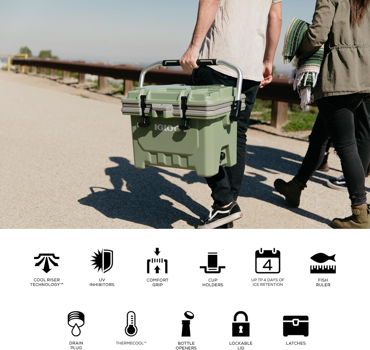 Diagram showing various features of the Igloo IMX cooler