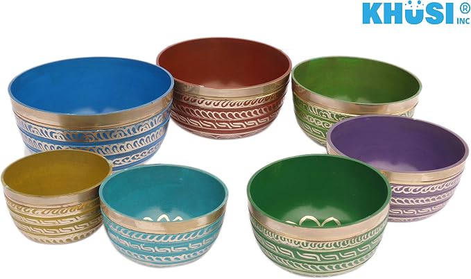 Set de 7 cuencos tibetanos Khusi hechos a mano miniatura 2