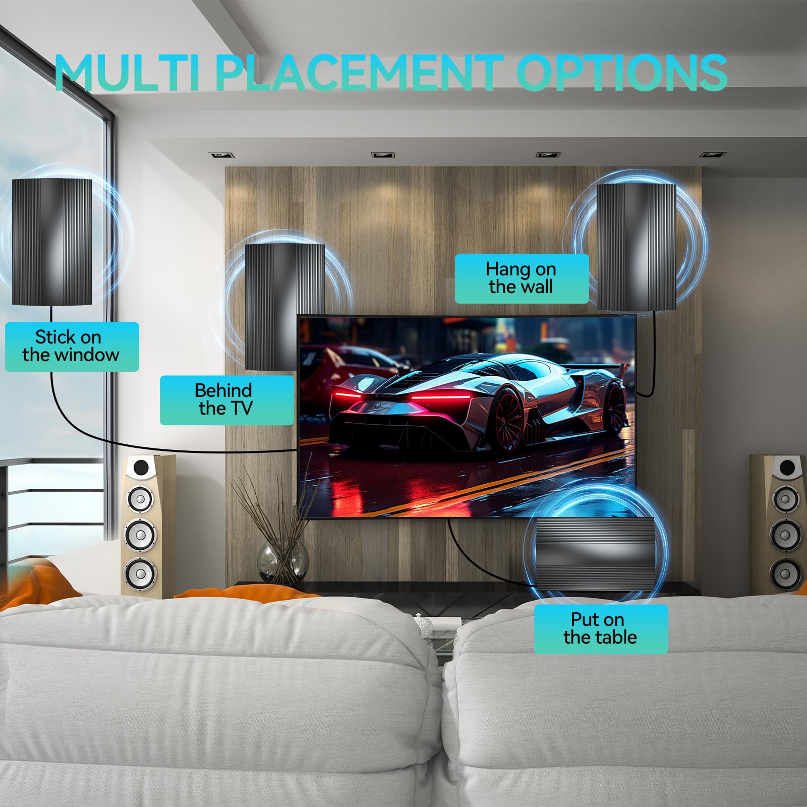 Antenna TV aggiornata 2026 per interni, portata fino a 5000 miglia, amplificatore di segnale e cavo coassiale da 11,6 m