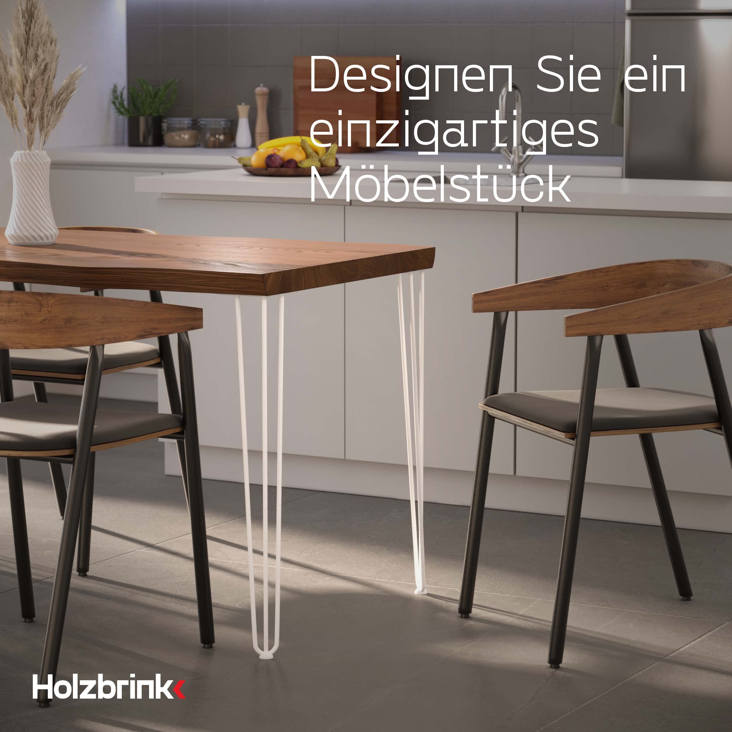 HOLZBRINK - Tischbeine aus Metall | Möbelfüße | Schreibtischbeine | Metallfüße | Perfekt für Zu Hause und Büro | Esstischbeine | HLT-13A-72-9016