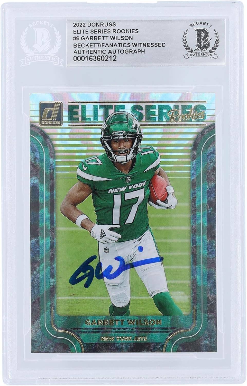 Garrett Wilson New York Jets Autographed 2022 Panini Donruss Elite Series Rookies #ESR-6 Beckett Fanatics Witnessed Authenticated Rookie Card - Football Slabbed Autographed Rookie Cards