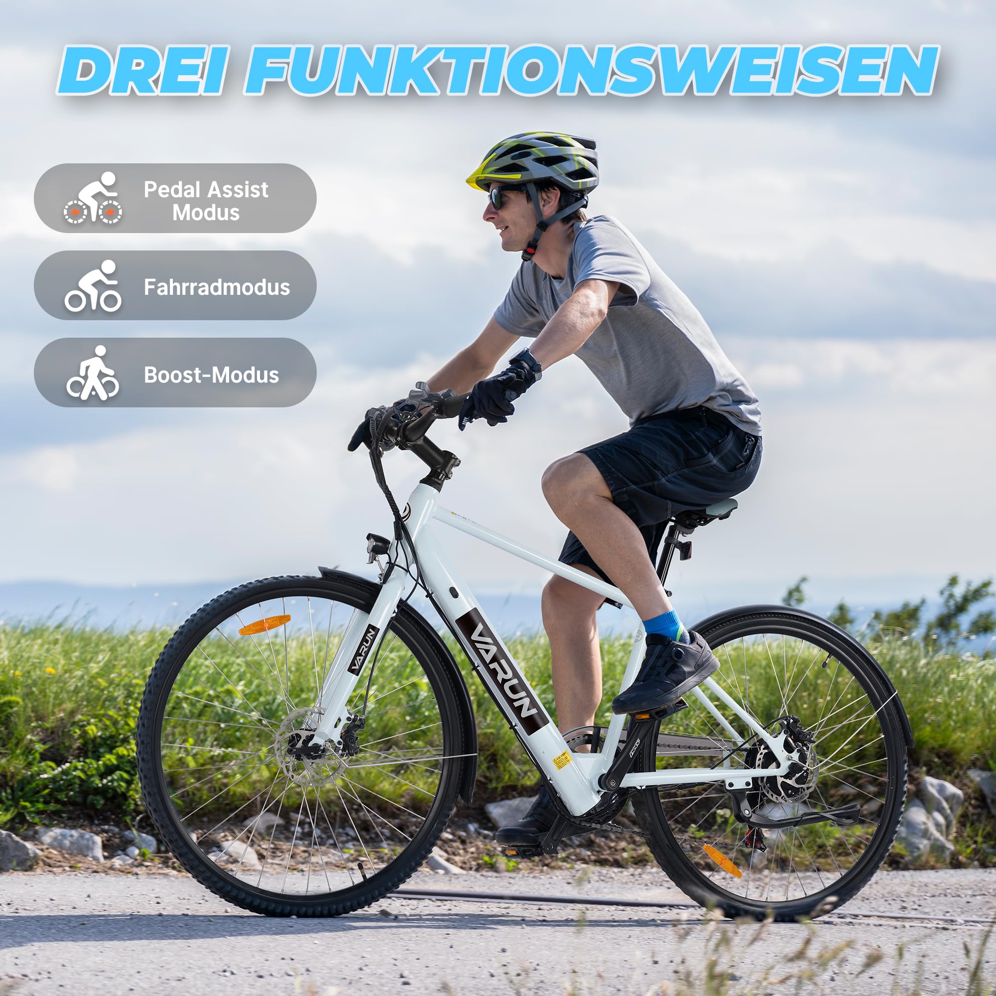 VARUN E Bike, 28 Zoll E-Bike Damen Herren mit 36V 360Wh Akku, Drehmomentsensor, 80KM Reichweite, Elektrofahrrad mit LCD-Display, 3 Fahr Modi, CE-Zertifiziert Citybike, Pendler E-Fahrrad