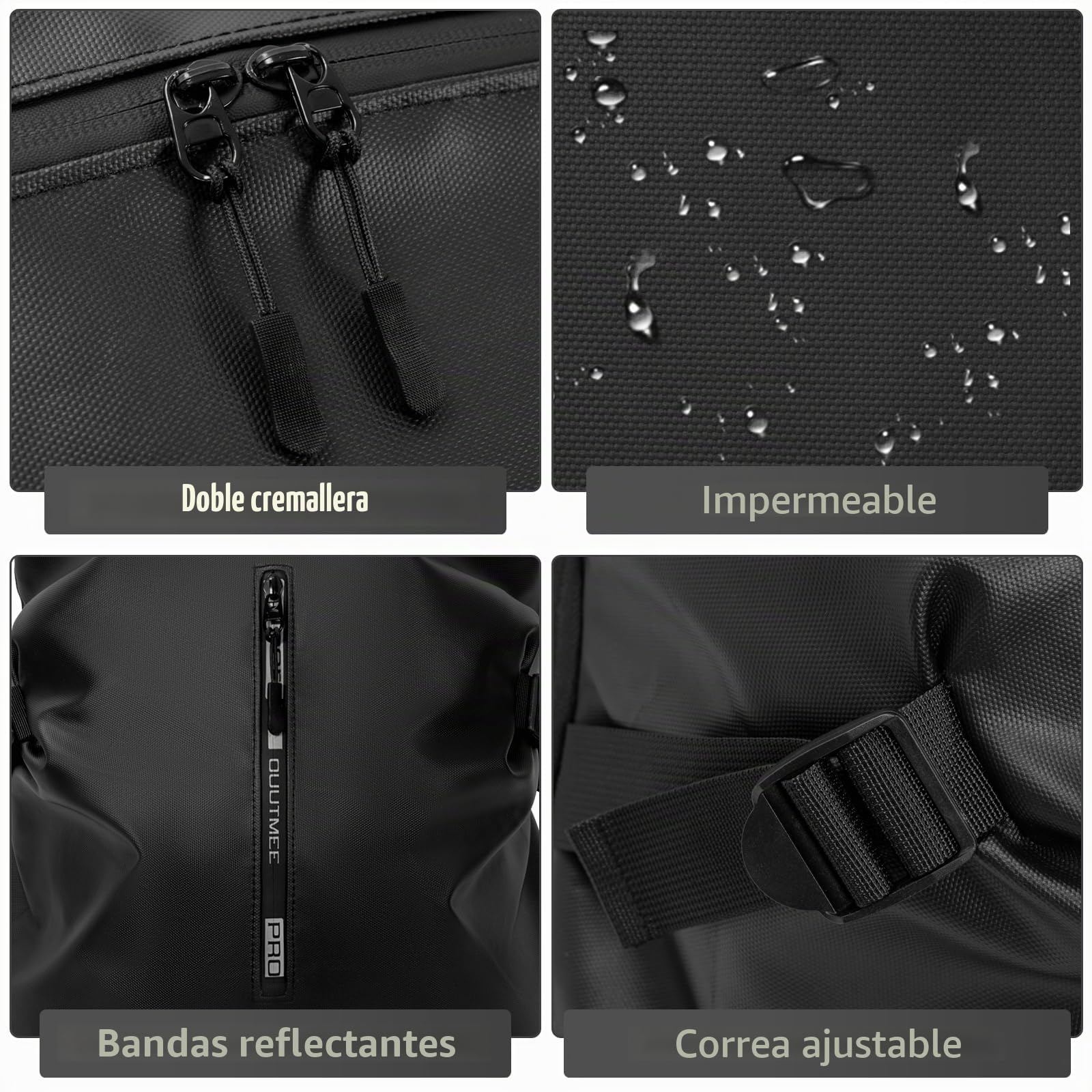 OUUTMEE Mochila para casco de moto, ciclismo, impermeable, reflectante, bolsa de casco para hombre, gran capacidad, color negro